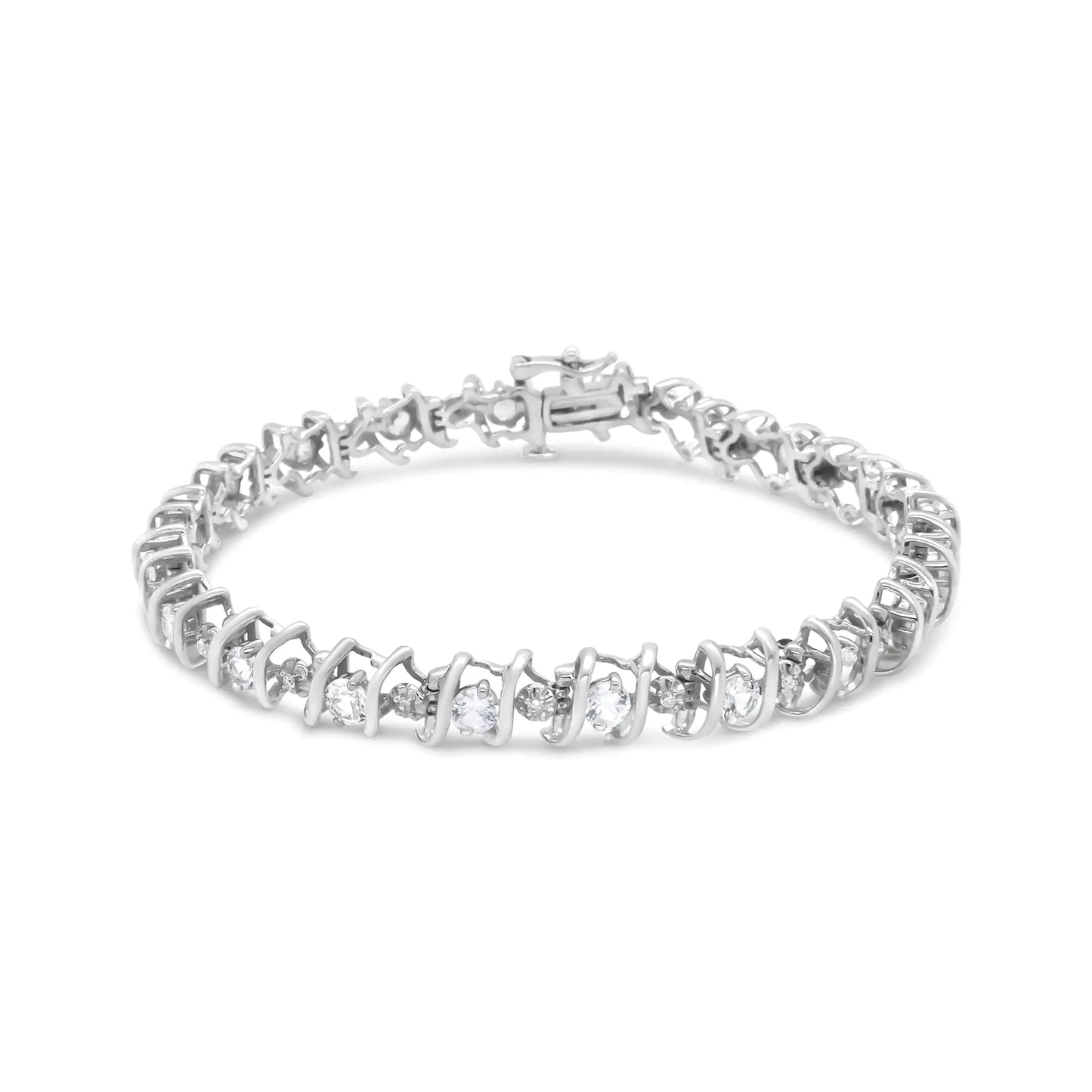 .925 Sterling Silver Lab-Grown Birthstone and 1/6 Cttw Round Diamond Tennis Bracelet (H-I Color, I1-I2 Clarity)