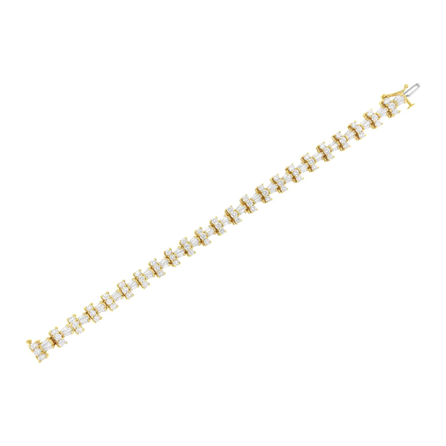 14K Yellow Gold 10 1/2 Cttw Diamond Tapered Baguette Sunburst Link Bracelet (H-I Color, SI1-SI2 Clarity) - Size 7.25"