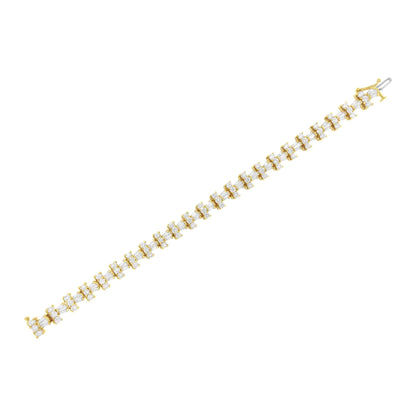 14K Yellow Gold 10 1/2 Cttw Diamond Tapered Baguette Sunburst Link Bracelet (H-I Color, SI1-SI2 Clarity) - Size 7.25"