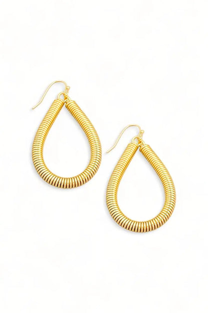 Coil Spring Teardrop Wire Hoop Earrings