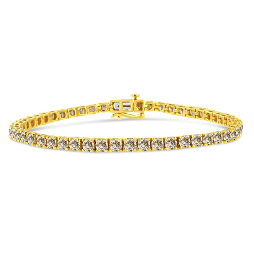 14K Yellow Gold Plated .925 Sterling Silver 8.0 Cttw Diamond Classic Link Tennis Bracelet (K-L Color, I2-I3 Clarity) - 7-1/4"