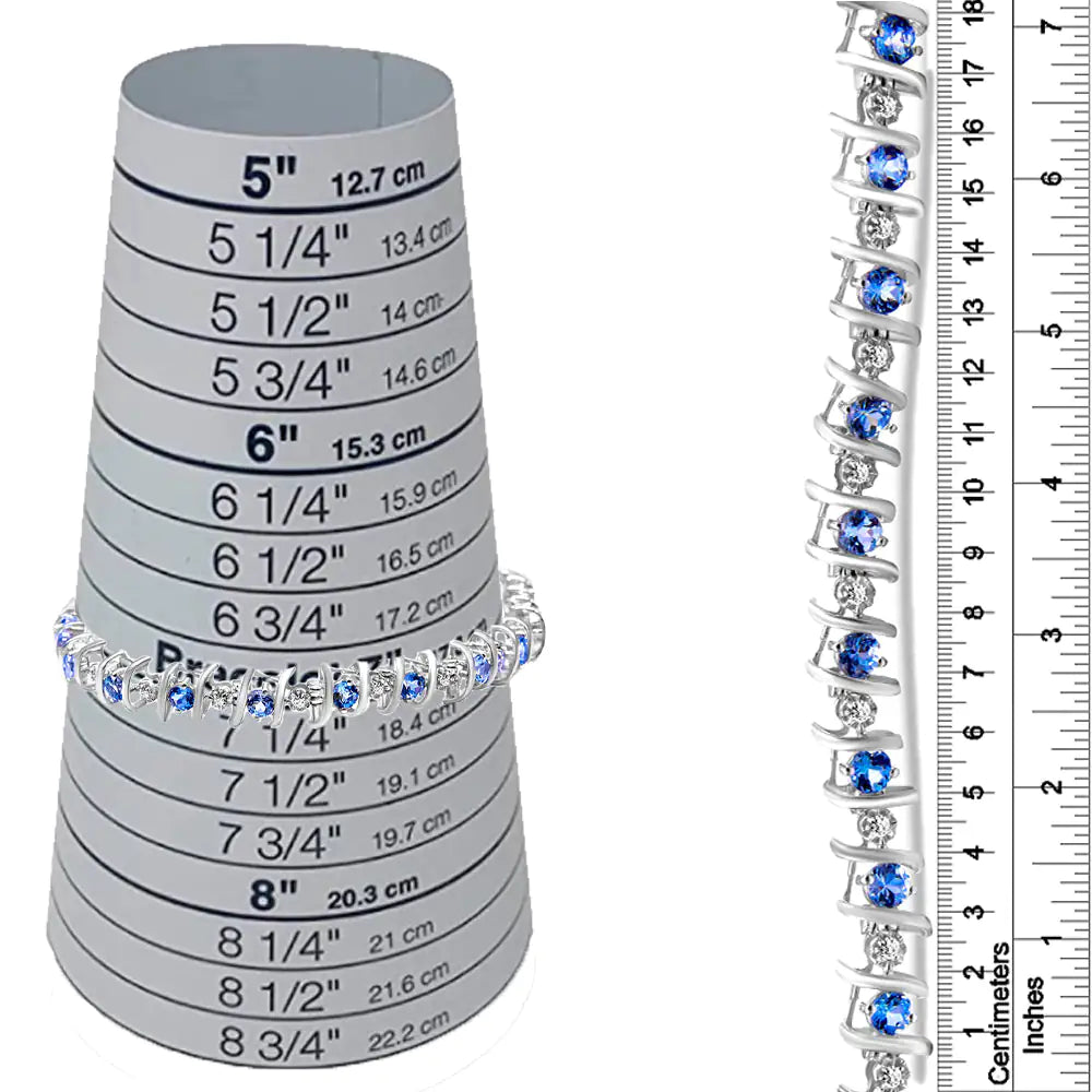 .925 Sterling Silver Lab-Grown Birthstone and 1/6 Cttw Round Diamond Tennis Bracelet (H-I Color, I1-I2 Clarity)