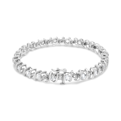 .925 Sterling Silver Lab-Grown Birthstone and 1/6 Cttw Round Diamond Tennis Bracelet (H-I Color, I1-I2 Clarity)