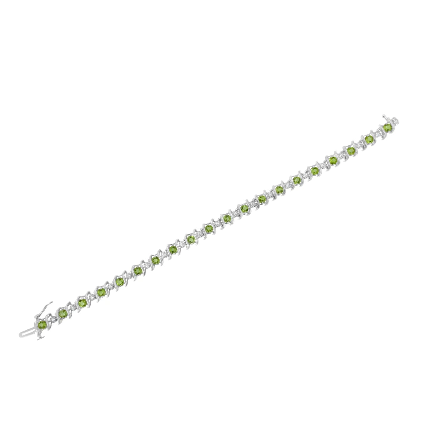 .925 Sterling Silver Lab-Grown Birthstone and 1/6 Cttw Round Diamond Tennis Bracelet (H-I Color, I1-I2 Clarity)