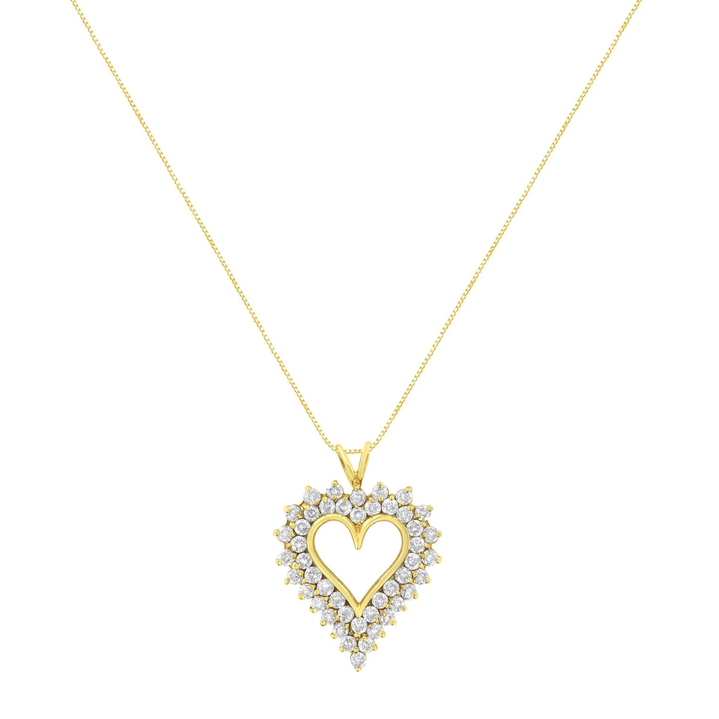 14K Yellow Gold Plated .925 Sterling Silver 4.0 cttw Prong Set, Round-Cut Diamond Heart 18" Pendant (K-L Color, I1-I2 Clarity)