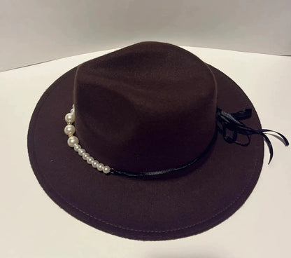 Fashion pearl Top hat wool Jazz Cap