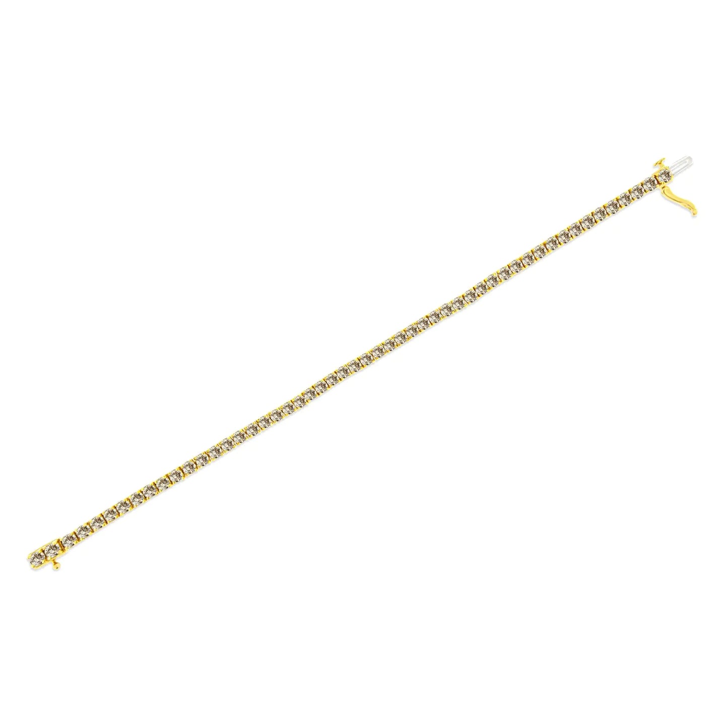 14K Yellow Gold Plated .925 Sterling Silver 8.0 Cttw Diamond Classic Link Tennis Bracelet (K-L Color, I2-I3 Clarity) - 7-1/4"