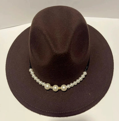 Fashion pearl Top hat wool Jazz Cap