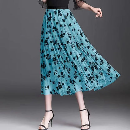 Mesh Floral Skirt For Women