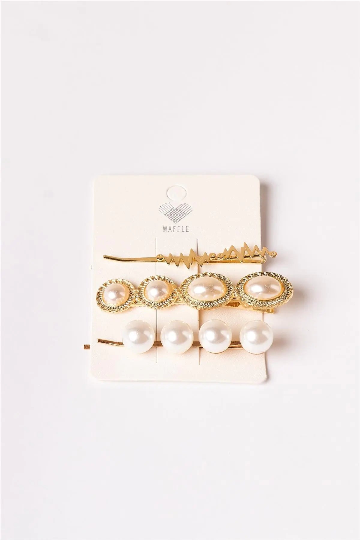 3pcs Gold Large Pearled Hair Bobby Pins