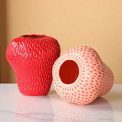 Cartoon Strawberry Ceramic Vase