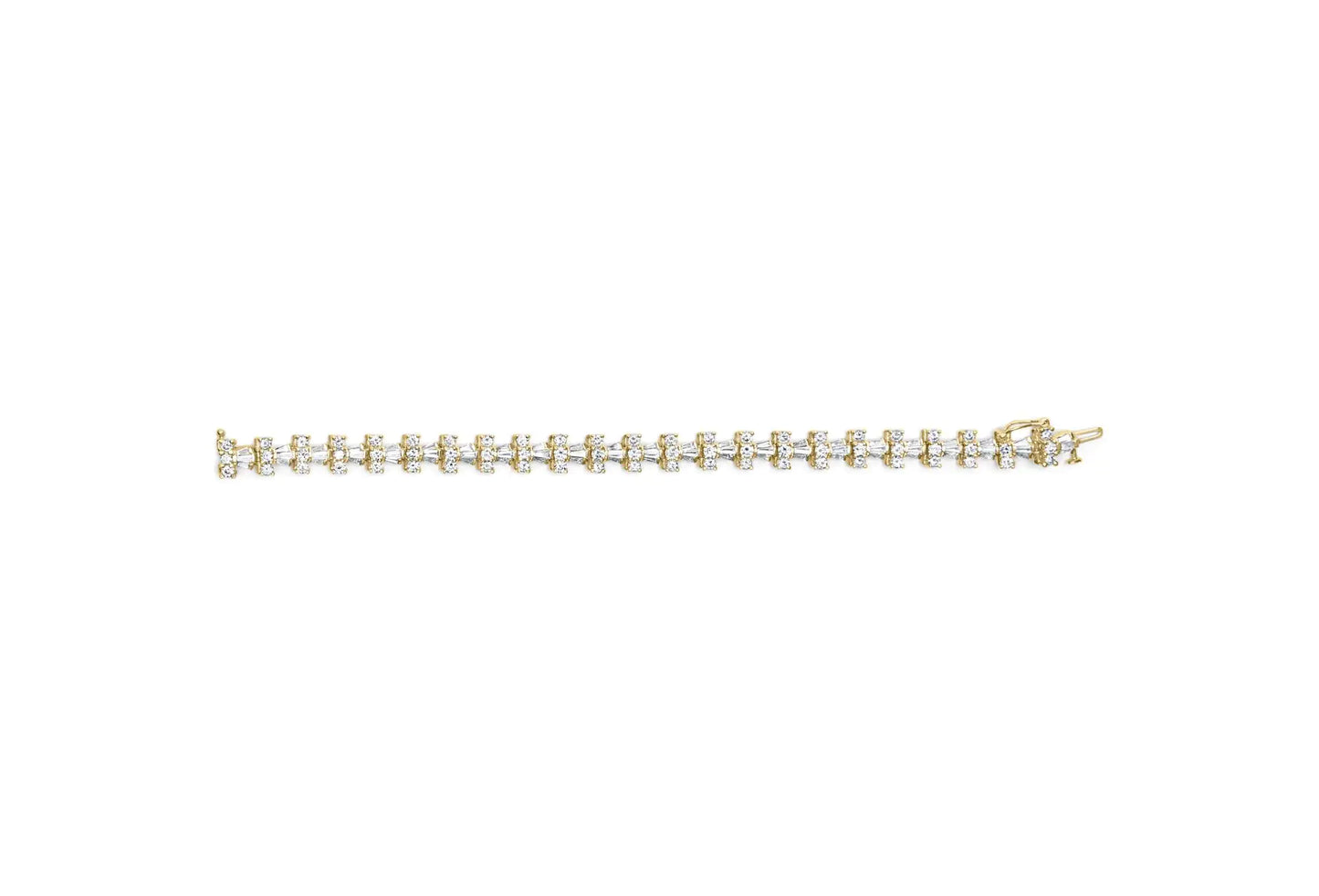 14K Yellow Gold 10 1/2 Cttw Diamond Tapered Baguette Sunburst Link Bracelet (H-I Color, SI1-SI2 Clarity) - Size 7.25"