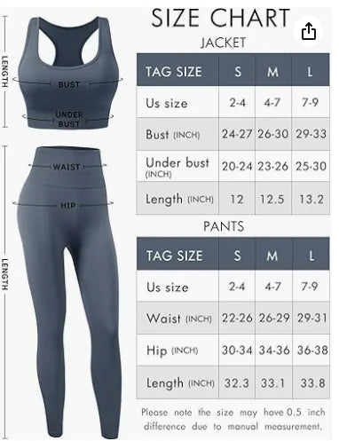 2 Piece Outfits for Women's - Seamless Ribbed Yoga Outfits Sports Bra...