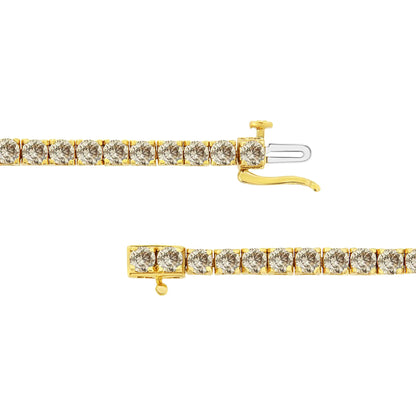 14K Yellow Gold Plated .925 Sterling Silver 8.0 Cttw Diamond Classic Link Tennis Bracelet (K-L Color, I2-I3 Clarity) - 7-1/4"